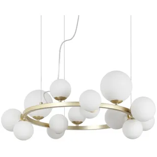 Ideal Lux Hängeleuchte , Weiß, Messingfarben , Metall, Glas , F , 55 cm , Lampen & Leuchten, Leuchtenserien