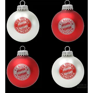 FC Bayern München Weihnachtskugeln / Christbaumkugeln 4er-Set | Glas