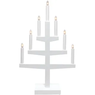 EGLO Kerzenständer Weihnachten mit 7 künstlichen Kerzen | Kerzenleuchter skandinavisch aus Holz in Weiß, Weihnachtsbeleuchtung Fenster warmweiß, mit Kabel, E10 Fassung, 54 cm