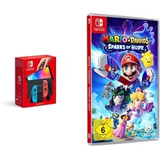 Nintendo Switch (OLED-Modell) Neon-Rot/Neon-Blau + Mario + Rabbids Sparks of Hope - [Nintendo Switch]