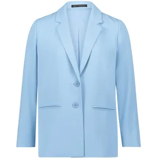 Longblazer BETTY BARCLAY "Longblazer mit Reverskragen", Damen, Gr. 46, blau (powder blau), Obermaterial: 96% Polyester PES. 4% Elasthan EL., Blazer Longblazer