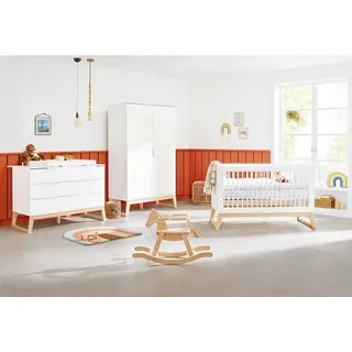 Pinolino Babyzimmer , Weiß, Eschefarben , Holz, Holzwerkstoff , Esche , massiv , 5 Fächer , 6 Schublade(n) Schubladen , 76x94x151 cm , in verschiedenen Größen erhältlich,zum Juniorbett umbaubar, höhenverstellbar, Sprossen mit Normabstand, Aufbauanleitung im Karton, Lattenrost inklusive, Schlupfsprossen , Babymöbel & Kindermöbel, Babyzimmer, Babyzimmer-Serien