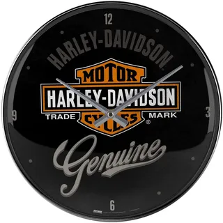 Nostalgic-Art Retro Wanduhr, Ø 31 cm, Harley-Davidson – Genuine – Geschenk-Idee für Biker, Original Lizenzprodukt (OLP), Große Küchenuhr, Vintage Design