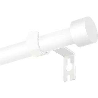 Gardinenstange 3m, 16mm Vorhangstange Ausziehbar 63-303cm, Gardinenstange Weiß mit Einfache Endkappe und Halterungen für Schlafzimmer, Wohnzimmer