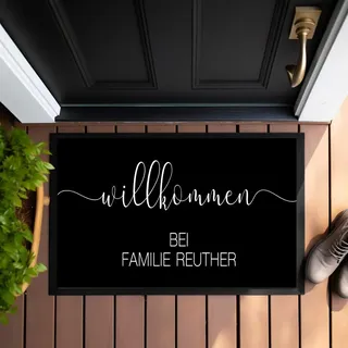 Manufaktur Liebevoll Personalisierte Fußmatte mit Namen Fussmatte Personalisiert Fußmatte Willkommen Geschenk Familie Hochzeit Umzug Einzug Schutzfangmatte (Reuther)