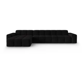 Micadoni Ecksofa links Kendal aus Samt schwarz 5 Sitzplätze , Schwarz , Textil , L-Form , 357x173 cm , Hergestellt in Europa, Oeko-Tex® , Wohnzimmer, Sofas & Couches, Wohnlandschaften, Ecksofas