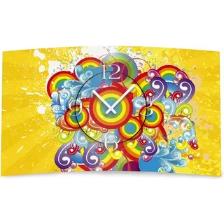 Vintage Regenbogen Designer Wanduhr modernes Wanduhren Design leise kein ticken dixtime 3D-0055 - Gelb