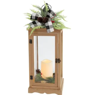 Laterne MagicHome Weihnachten, LED warmweiß, 3xAAA, Timer, braun, 20x20,5x51 cm, bewegliche Flamme