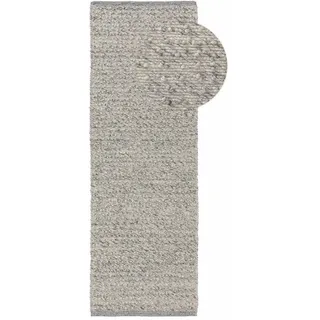 benuta pure Wollteppich Lana Grau 80x250 cm & Naturfaserteppich aus Wolle
