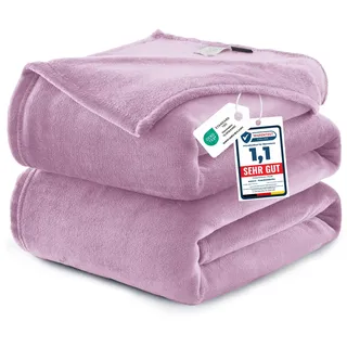 WAVVE Kuscheldecke 220x240 cm Lila Decke – Flauschige Fleecedecke, Große Warme Sofadecke & Wohndecke, Weicher Sofaüberwurf & Bettüberwurf für Couch und Bett