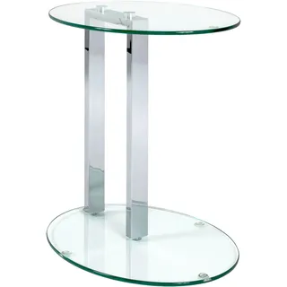Haku-Möbel HAKU Beistelltisch Chrom Metall Couchtisch Sicherheitsglas 8 mm - Maße: B 45 x H 50 x T 35 cm Style: Modern