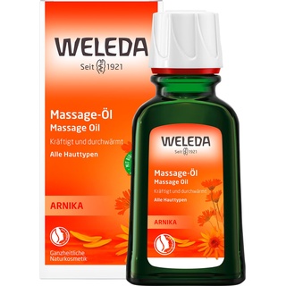 Weleda Bio Arnika Sport Massageöl 50ml vegan - Naturkosmetik Hautpflege Körperöl schützt vor Muskelkater & Verspannung. Ideal als Sport Vorbereitung / Regeneration mit Duft nach Rosmarin & Lavendel