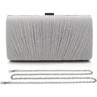 luxuskollektion Damen Glitzer Clutch Tasche Silber für Hochzeit Party