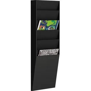 Paperflow Wandprospekthalter 6 Fächer A4 hoch Prospektständer Wandmontiert schwarz