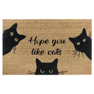 HANSE HOME Kokos Cat Fan, Türmatte« rechteckig 15 mm Höhe Kokos, Schmutzfangmatte, Outdoor, rutschfest Innen, Kokosmatte Flur, Terrasse, Eingangsbereich - 45x75cm