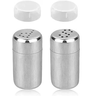 2 Stück Mini Salzstreuer,Mini Salzstreuer für Unterwegs,Edelstahl Salz Klein,Staubzuckerstreuer,für Küche Camping Gewürze Mehl Zimtstreuer Camping und Grill Im Freien