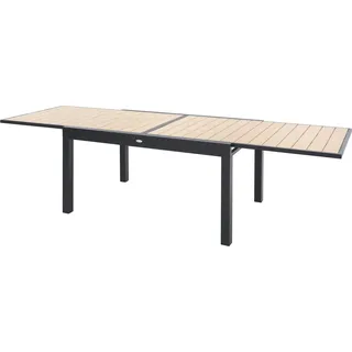di volio Gartentisch GALIPO aus Aluminium in Holzoptik, 135–270x90x74 cm – ausziehbarer Terrassentisch für Indoor & Outdoor (Beige) - Beige