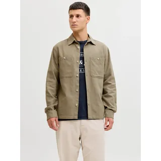 Langarmhemd JACK & JONES "JPRBLURAYLE LINEN BL. SOLID LS SHIRT SN", Herren, Gr. XL, N-Gr, mermaid, Web, Obermaterial: 70% Baumwolle, 30% Leinen, unifarben, normal, Hemden Langarmhemd
