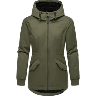 Ragwear Damen warme Wasserdichte und atmungsaktive Winterjacke mit kuscheliger Kapuze Dowey Warm Rain YOUMODO Dark Olive Gr. XL - XL