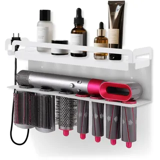 iulrtba Föhnhalter Wand Ohne Bohren, für Bad Barbershop | Föhn Halterung für Dyson Airwrap Zubehör, Wandhalterung Halter für 7 In 1 Styler Lockenstab Zubehör (Weiß)