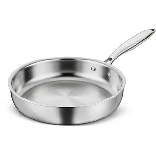 HaWare Edelstahlpfanne 26 cm, 3-Lagige Edelstahl Pfanne Induktion,Unbeschichtet Bratpfanne für Alle Herdarten, Robuste Konstruktion & Gleichmäßige Erwärmung, Backofen- & Spülmaschinenfest