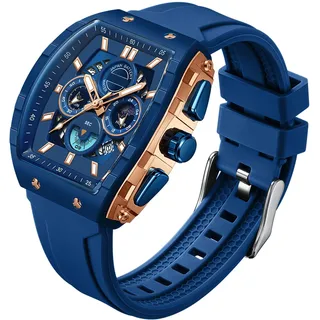 findtime Armbanduhr Herren Chronograph Groß Sportlich Quadratische Uhr Herren Militär Herrenuhr Analog Quarzuhr Datum Luxus Sportuhr für Männer Leuchtzifferblatt Designer Uhren