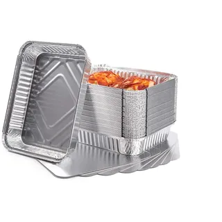 Contital R1L Aluminiumschalen mit Deckel 2 Portionen – Einweg-Backformen für Backofen und Mikrowelle, Behälter für den Sport, Profi-Linie 50 Stück