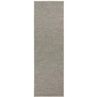Bt Carpet Nature Läufer In- und Outdoor – Schlingen Küchenläufer Rutschfest Flachgewebe Kurzflor Woll-Optik Fineloop Küchenteppich für Flur, Garten, Terrasse, Badezimmer – Grau Anthrazit, 80x150cm