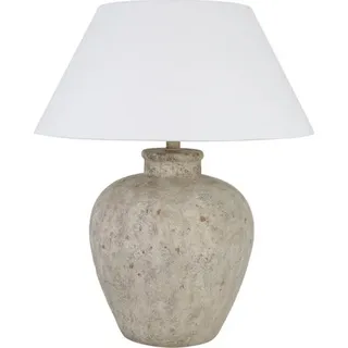 HOME DELUXE Große Tischlampe in Steinoptik LENE - Weiß | Tischleuchte Schreibtischlampe Nachttischlampe - Weiß