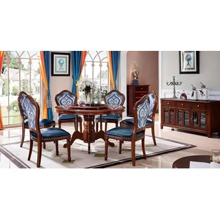 Esstisch + 6x Stühle Esszimmer Set Essgruppe Klassischer Tisch Möbel Design 7tlg - Braun