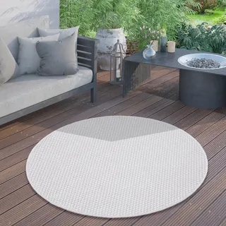 In- & Outdoor Teppich Flachgewebe einfarbig modern wetterfest für Terrasse Küche Einfarbiges Muster Grösse 80 cm Rund - Beige