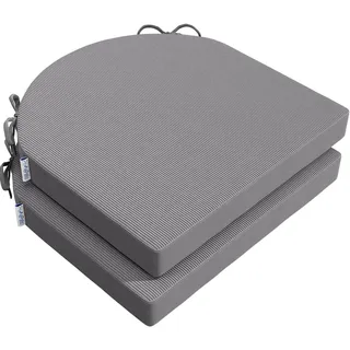 PRIMEPATIO Stuhlkissen 45x45x5cm (2er-Set) Hellgrau - Hochdichter Schaumstoff Indoor/Outdoor für Küche, Esszimmer, Garten - Mit Fixierbändern & Waschbarem Bezug