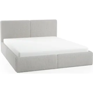 FEDVE Polsterbett Doppelbett Riberia Slim Bett mit Bettkasten 180x200 - Hellgrau