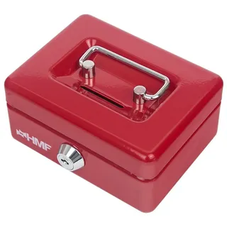 HMF 102122-03 Kinder Spardose, Geldkassette abschließbar mit Schlitz 12,5 x 9,5 x 6 cm Rot