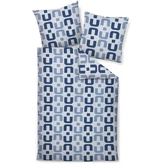 Janine Bettwäsche , Blau , Textil , Graphik , 135x200 cm , Heimtextilien, Bettwäsche & Leintücher, Bettwäsche, Makosatin-Bettwäsche