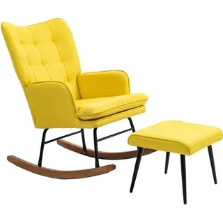 Homcom Schaukelstuhl mit Hocker Polyester 89 x 90 x 64 cm Gelb