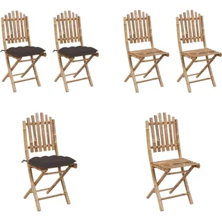 vidaXL Klappbare Gartenstühle 2 Stk. mit Kissen Bambus - Gartenstuhl - Gartenstühle - Outdoor-Stuhl - Outdoor-Stühle - Taupe