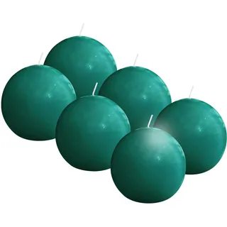 Bolsius Essentials - Glatte Kugelkerze - Grün - Glänzend - 7cm - 6 Stück - 16 Stunden - dekorative Kerzen - ohne Palmöl - Mit natürlichem Pflanzenwachs