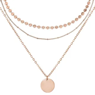 BONNYBIRD® Layering Kette Rosegold Damen Ketten Set Schlichte Kette Rosegold Boho Kette Damen Feine Halskette Edelstahl Mehrreihige Kette mit Anhänger Kette Boho