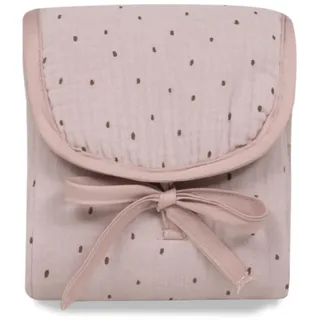 Interbaby Wickelunterlage Musselin PUNTOS Rosé 45x75 cm | Tragbare faltbare wasserdichte Wickelauflage, 100% Baumwoll-Musselin Oberseite, für unterwegs