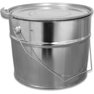 6 Liter Weißblecheimer Hobbock inkl. Deckel mit Spannring | Stabiler Metallgriff | Luft und Flüssigkeitsdicht | Robust und Stapelbar