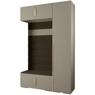 Abiks Möbel Garderoben-Set 236,7/150/47 , Kaschmir, Braun, Goldfarben , Holz , Nachbildung , 150x236.7x47 cm , Garderobe, Garderoben-Sets & Garderoben-Serien, Garderoben-Sets
