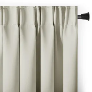 RESTILO Blackout Vorhang 140x270 cm Creme 1 St. Kräuselband Verdunkelungsvorhang Blickdicht Fensterdekoration Dekoschal Dekorvorhang Blackout