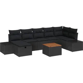 vidaXL Gartensofa-set 8 stk. Schwarz Poly Rattan - Schwarz