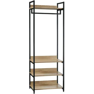 WOLTU Kleiderständer mit Regal Kleiderschrank Offener mit Schuhregal Garderobenständer für Schlafzimmer, Holz und Stahl