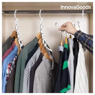 InnovaGoods - Kleiderbügel Organizer Set 24 Stück für 40 Kleidungsstücke, Platzsparend, Vielseitig anpassbar, Einfache Montage, Weiß, Kunststoff