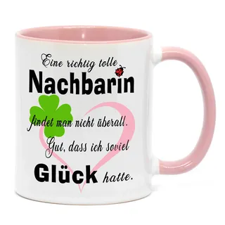 Nice-Presents-de Tasse Tolle Nachbarin Tasse mit Herz zu jedem Anlass für eine Gute Nachbarschaft. Da freut Sich Jede Freundin, Nachbarin, oder Kollegin (Rosa)