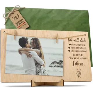 CONTRAXT Fotorahmen zum Valentinstag. Glückwunschspeziell valentinstag Valentine's day verliebt Mann Frau leine polaroid bilder rahmen fotorahmen holz Bilderrahmen Klammern (Paar DE)