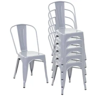 Mendler Bistrostuhl Stapelstuhl Metall grau 6er Set