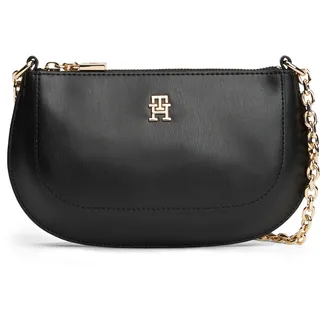 Umhängetasche TOMMY HILFIGER "TH GLAM MINI CHAIN CROSSOVER", Damen, Gr. B/H/T: 20cm x 14cm x 5cm, schwarz, Lederimitat, Taschen Umhängetasche, Damen Schultertasche, Abendtasche, Zierkette als Umhängeriemen